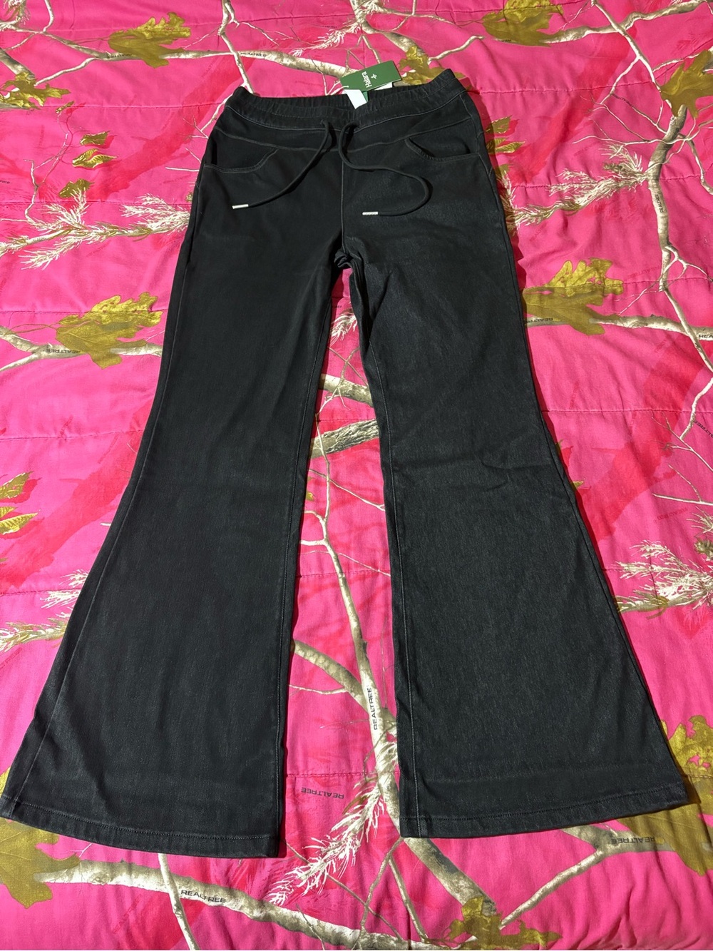 Halara Flex High Waisted Drawstring Denim Casual Flare Leggings with Pockets